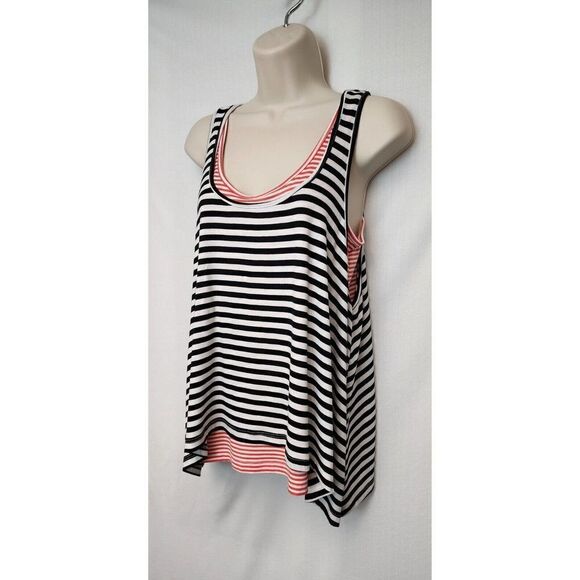 Kim & Cami Women Double Layered Scoop Neck Sleeveless Striped Tank Top Size S - Picture 3 of 6
